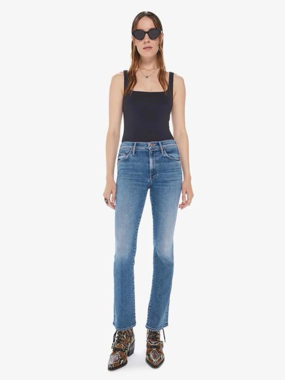 Mother The Hustler Ankle Fray Bootcut Jeans in Blue Waist 32 Like New